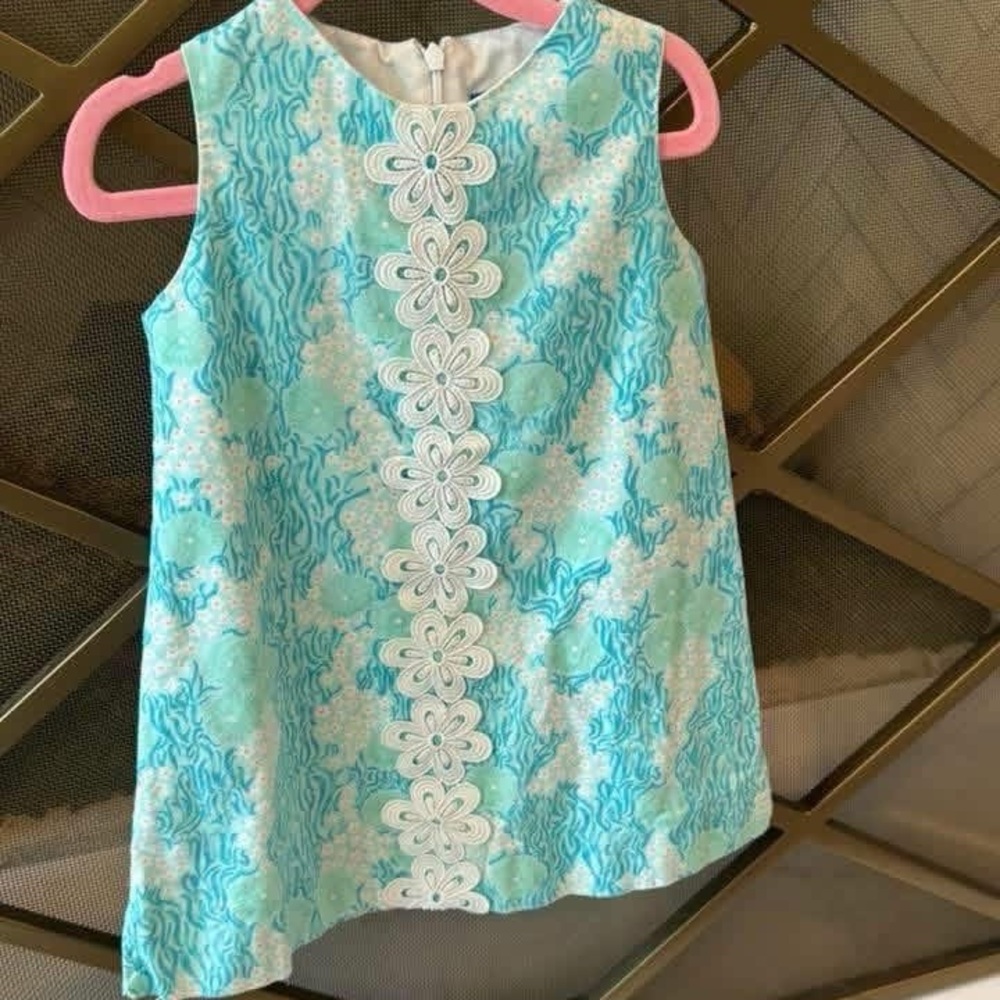 Aqua Floral Kids Dress